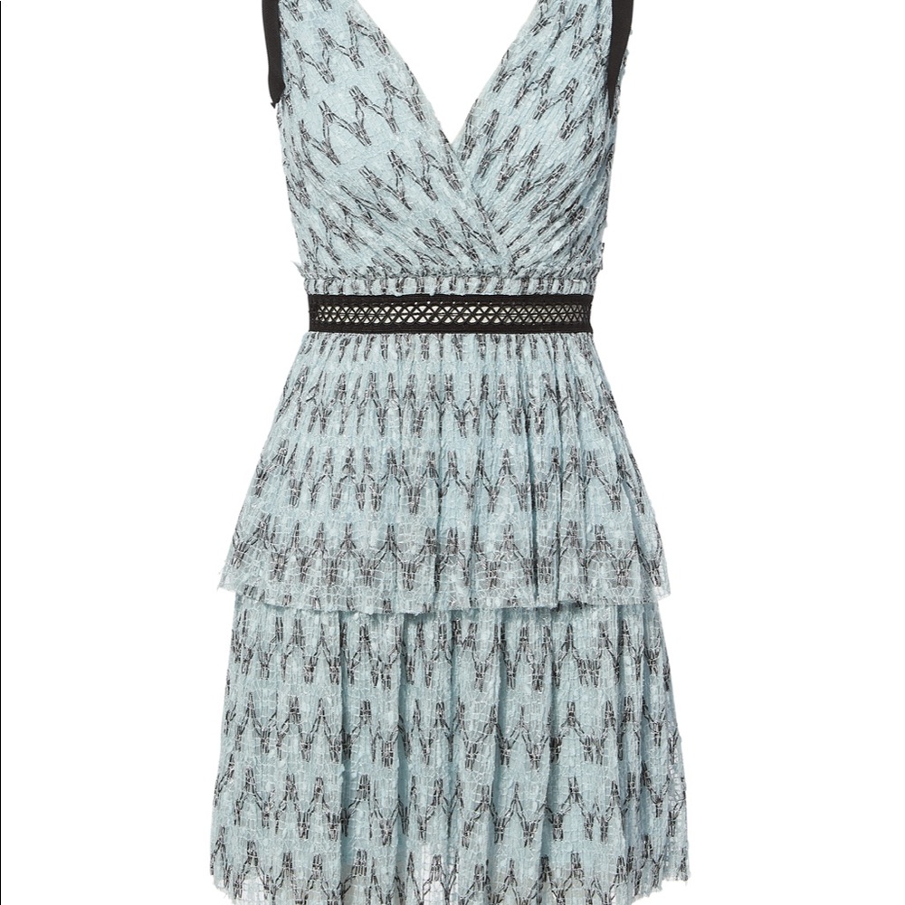 Self-Portrait Metallic Mesh Pattern Mini Dress